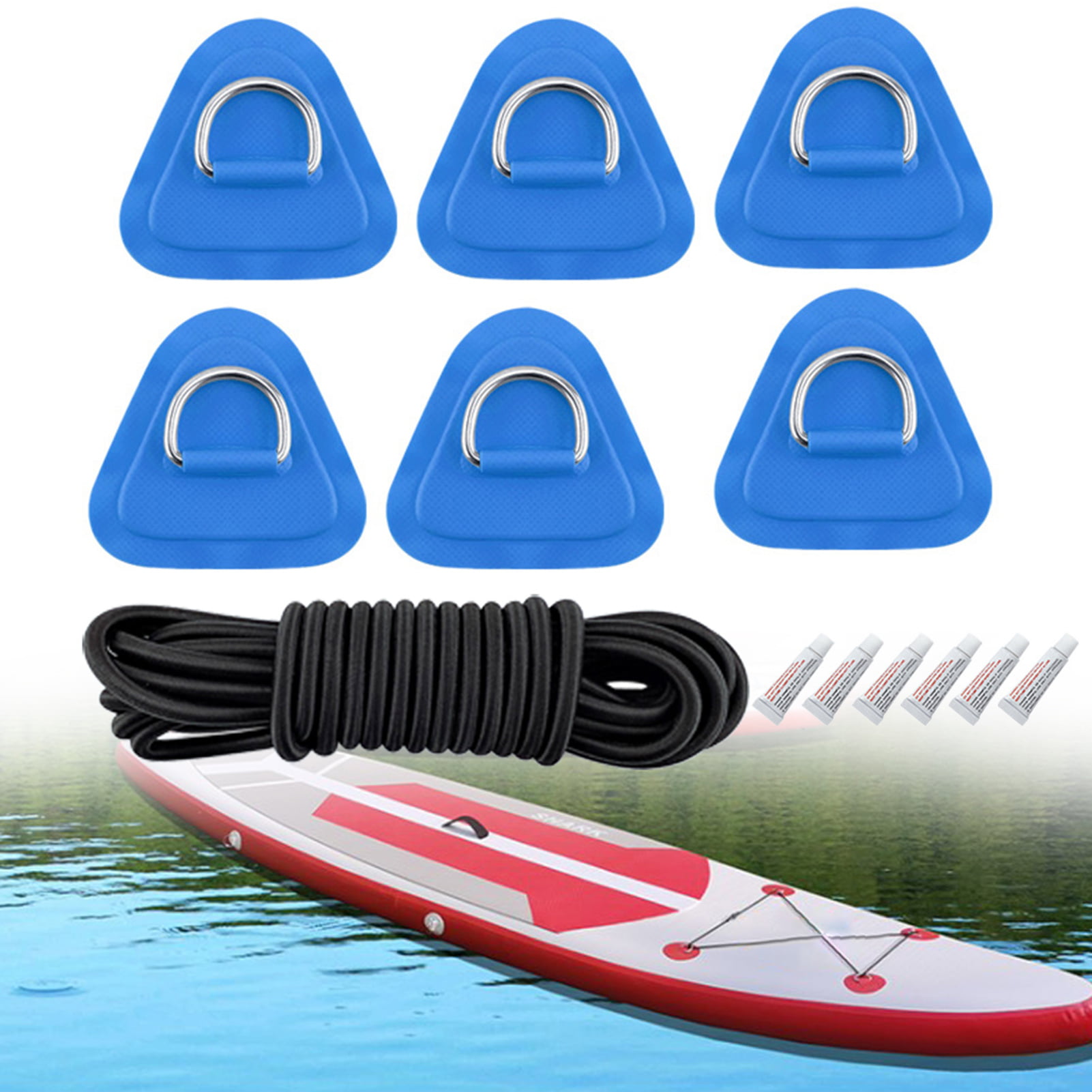 Premium Stand Up Paddleboard SUP Bungee Deck Rigging Kit D-ring Patch Gray 