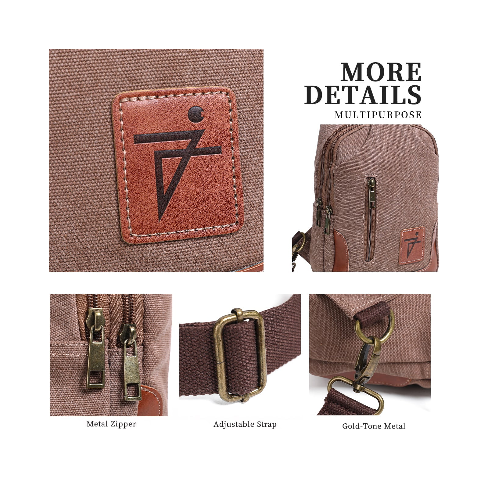 Men Sling Bag Waxed Canvas Crossbody Bag with one strap Travel Hiking Chest Bag daypack