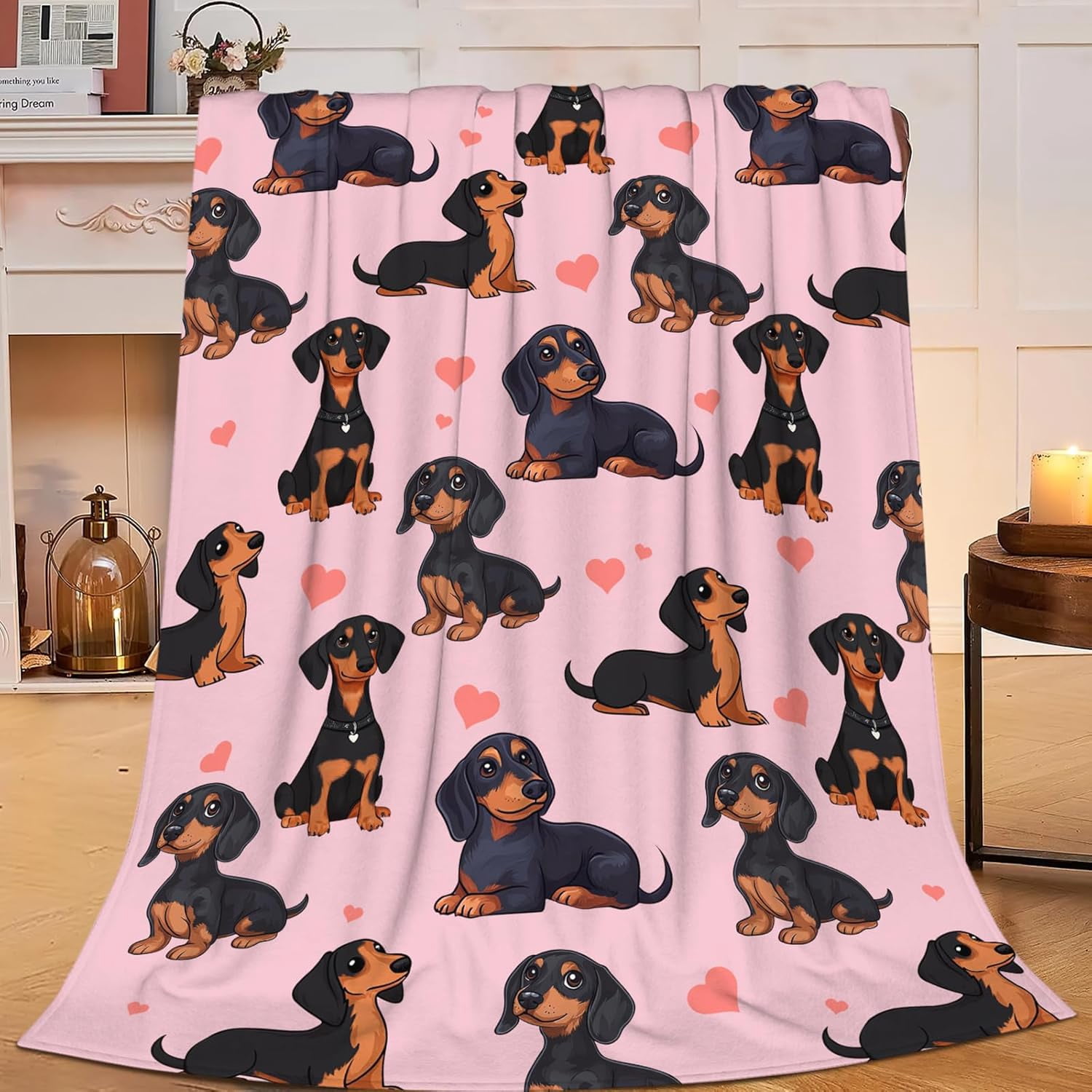 Dachshund Blanket Flannel Dachshunds Dog Throw Blanket Ultra Soft Cozy Fleece Decor Blankets Gift for Kids Boys Girls Adults Couch Sofa Bed 50" x 40"