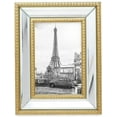 thumbnail image 2 of Isaac Jacobs 4x6 Gold Mirror Bead Picture Frame - Classic Mirrored Frame with Dotted Border Made for Wall Display, Tabletop, 2 of 7