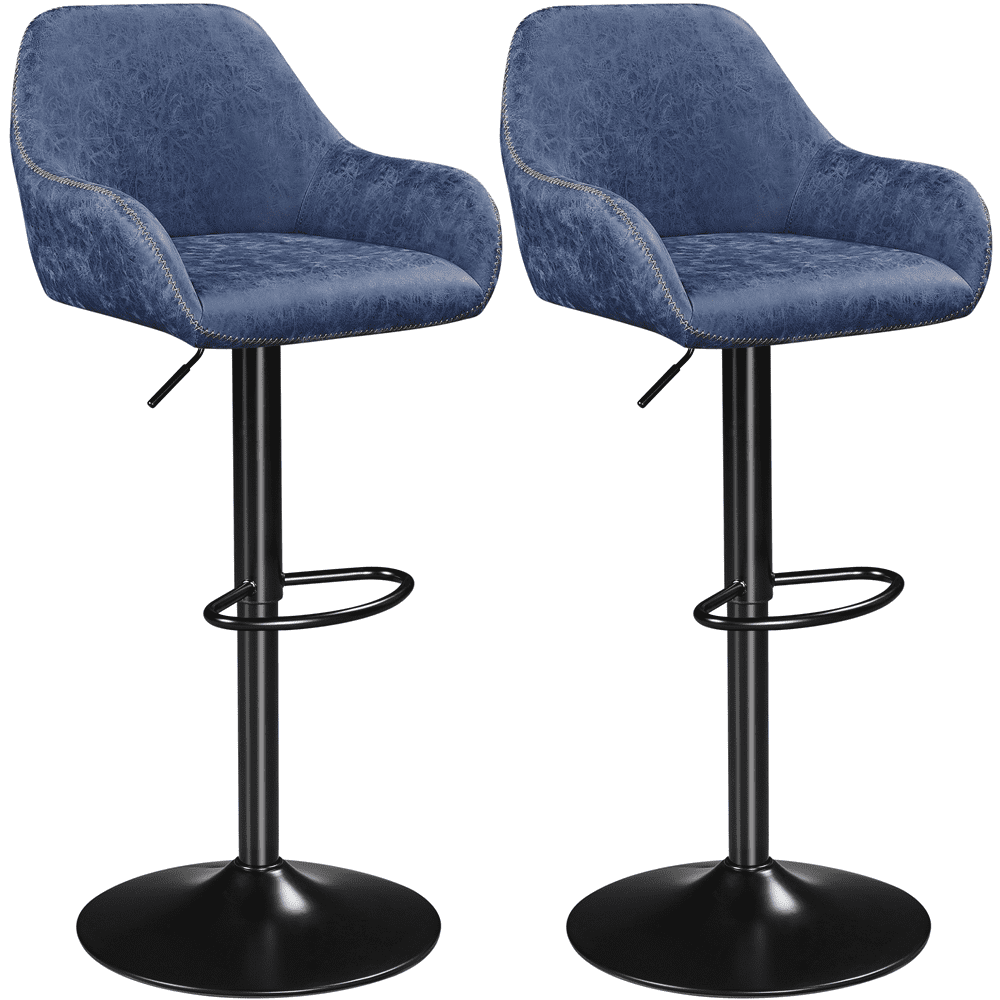 Yaheetech 2pcs Height Adjustable Upholstered Bar Stools with Backrest