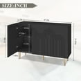 thumbnail image 3 of HLR 47" Modern Wood Accent Storage Cabinet with Relief Patterned 3 Doors Buffet Cabinet, Black, 3 of 10