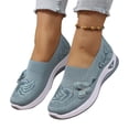 thumbnail image 2 of Orthopedic Shoes for Women Mesh Breathable Slip on Flats Butterfly Embroidered Sneakers Round Toe Arch Support Flats Summer Casual Comfortable Walking Shoes Blue 42, 2 of 5