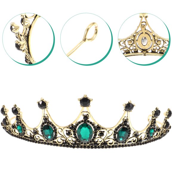 OUNONA Hochzeit Vintage Krone Diadem Elegant Green Alloy Headpiece for Women 1Pcs