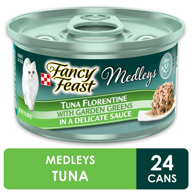 (24 Pack) Fancy Feast Wet Cat Food, Medleys Tuna Florentine With Garden
