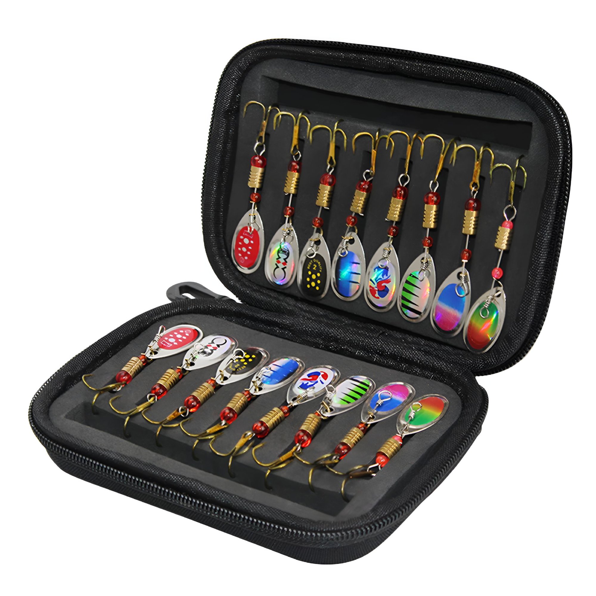 BESTSKY 16pcs Fishing Spoons Lures Metal Baits Set for Trout Bass Casting Spinner Fishing Bait with Storage Bag Case