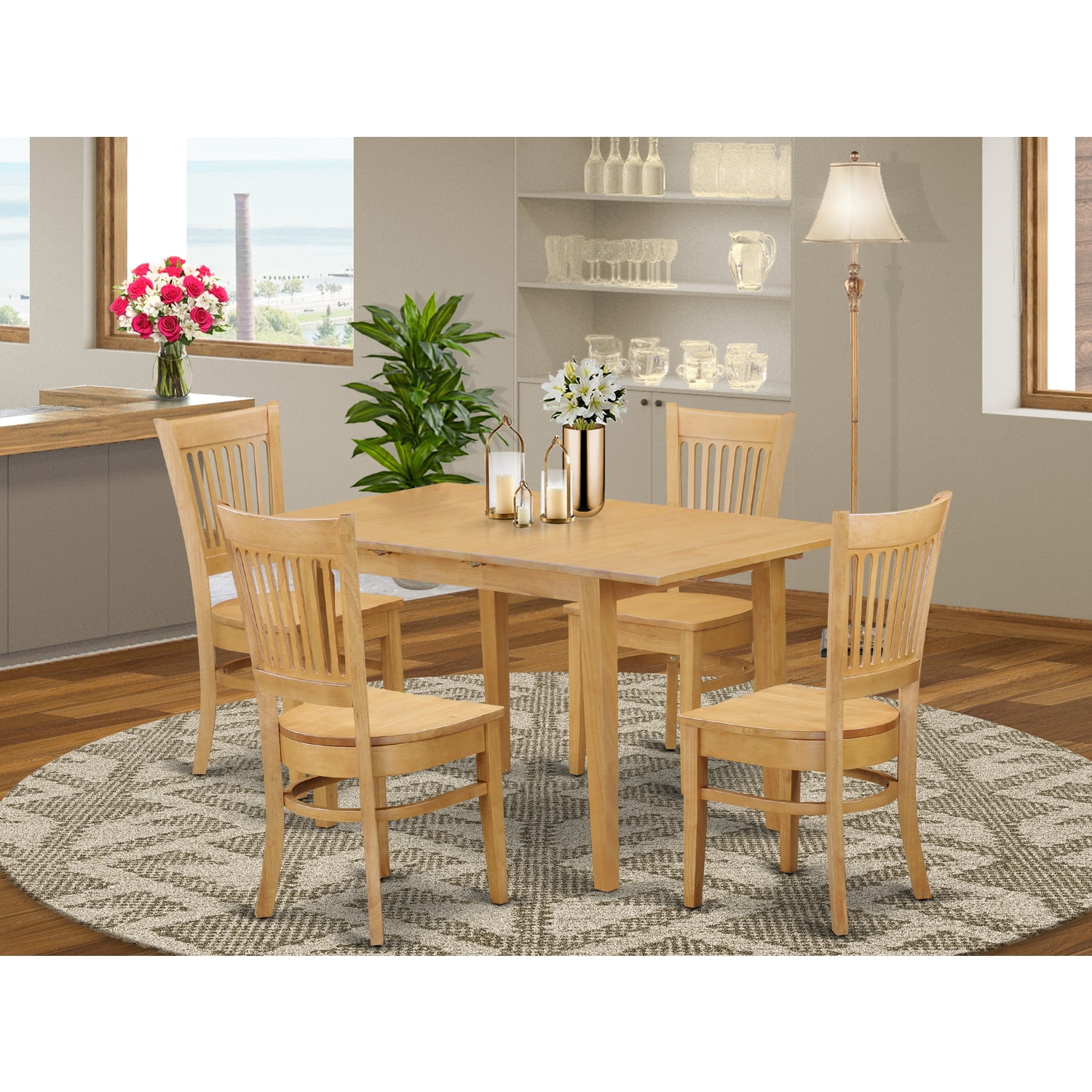 NOVA5-OAK-W 5 Pc Dining room set - Dining Table and 4 Dining Chairs