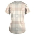 thumbnail image 3 of Susanny Scrub Tops For Women Floral Nurse Uniform Graphic Short Sleeve Scrubs with Pockets Print Clearance Work Basics Scrub Tops Khaki 2XL, 3 of 3