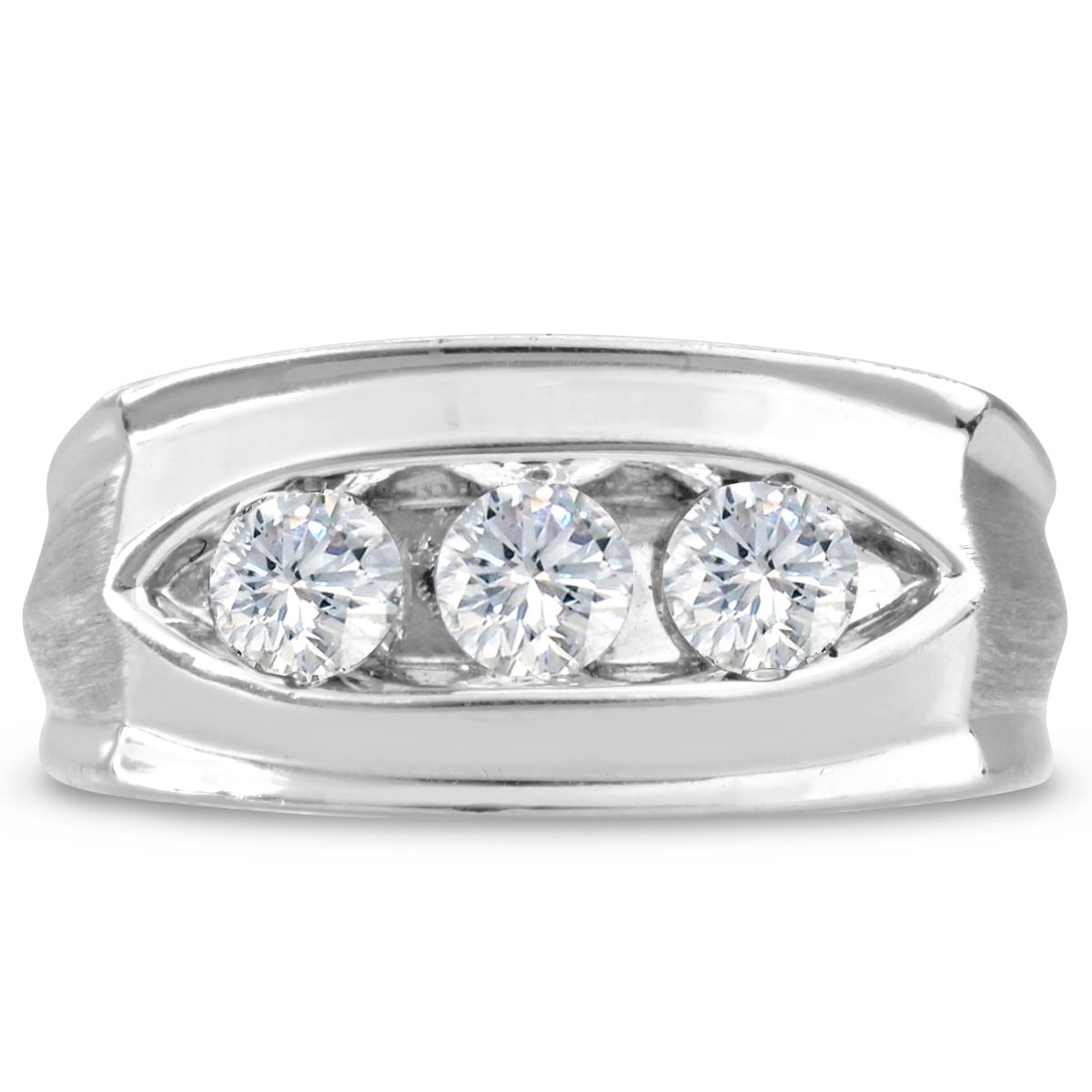 SuperJeweler Men's 1ct Diamond Ring In 14K White Gold GH I2I3 Size