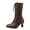 Brown, variant on PEASKJP Boots for Women Mid Calf Chunky Heels Patent Leather Boots,Brown 40