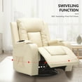 thumbnail image 6 of COMHOMA Swivel Rocker Recliner Chair, 35.8" Wide PU Leather Rocking Sofa with Heated Massage, Cream White, 6 of 8