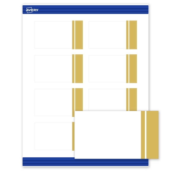 Avery Cards, 2" x 3.5", Double-Dipped Gold Edge, Matte White, 80ct