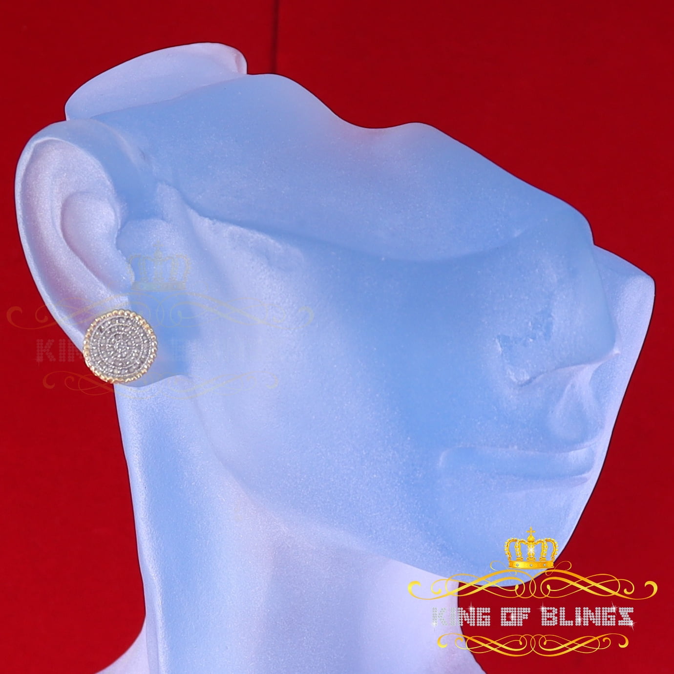 King of Bling's Aretes Para Hombre 925 Yellow Silver 0.25ct Diamond For Women's Stud Earrings