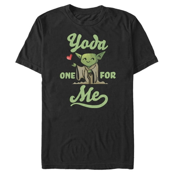 Men's Star Wars Valentine's Day Yoda One for Me Black  Graphic Tee Black 2X Large