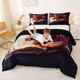 thumbnail image 3 of Metsweet Cute Dragon King Size Comforter Sets 3pcs, Vintage Library Animal Comforters King Size, Red Brown Black,Black Reversible,1 Comforter and 2 Pillowcases, 3 of 6