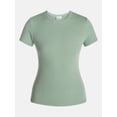 thumbnail image 5 of No Boundaries Cotton Stretch Ribbed Tee with Short Sleeves, Women's XS-XXXL, 5 of 5