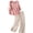 Pink plus size two piece set a1, variant on Women Plus Size Two Piece Set Round Neck 3/4 Sleeve Blouse Wide Leg Pants Casual Solid Boho Loose Matching Outfits Summer Business Cruise Travel Clothes, Green 3XL