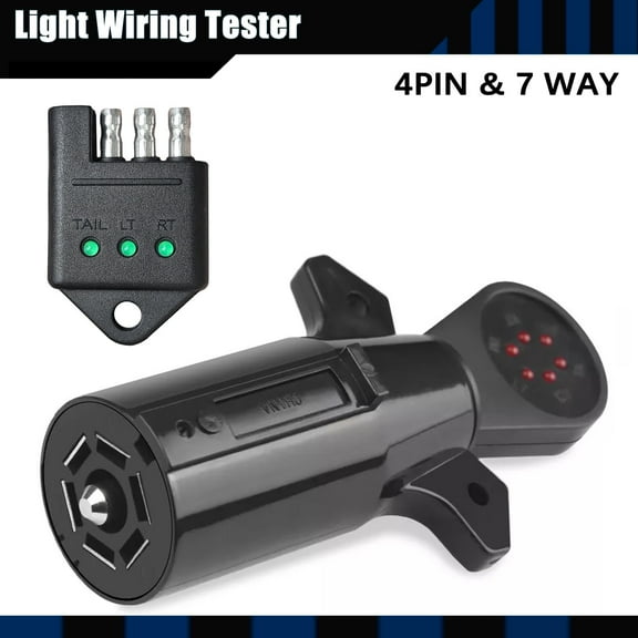 AUTOXBERT 4 Way Flat 7 Way Blade Trailer Light Wiring Tester Light Brake Tail Turn Signal