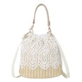 thumbnail image 1 of Bolso de hombro de cubo tejido de encaje para mujer Bolsos de mensajero de paja Bolso de playa (Estilo 1) Ehuebsd Para Estrenar, 1 of 9