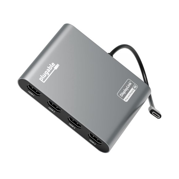 Adaptador USB-C Plugable USBC-7400H4 Quad 4K HDMI con PD de 100 W