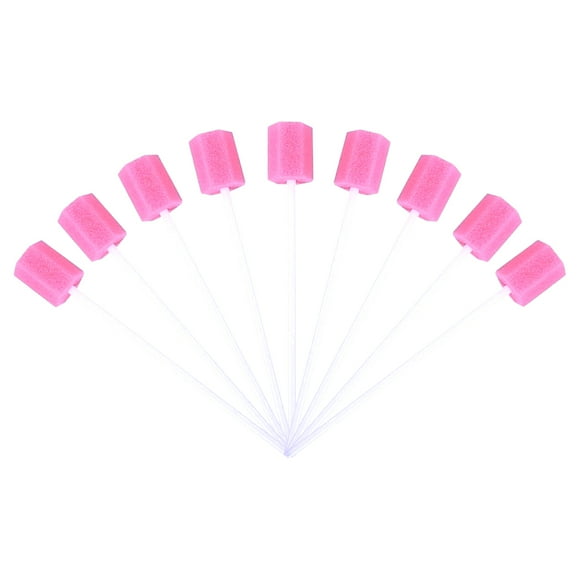 100pcs Oral Care Sponge Swab Tooth Cleaning Mouth Swabs (Pink)