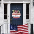 thumbnail image 3 of 4th of July Welcome Door Sign,America Patriotic Sign for Front Door Decor,Independence Day Decor Doorplate Round Wood Hang American Patriotic for Front Door Porch Wall Window Memorial Day Decor, 3 of 6