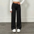 thumbnail image 2 of DJDLJWCJ Girls Wide Leg Pants Elastic Waist Stretch Soft Lounge Pants Solid Color Lightweight Pull-On Trousers Black Size 9, 2 of 10