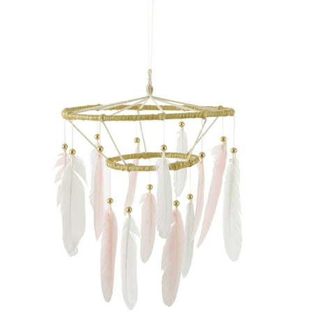 UPC: 0190945040961 | Levtex Baby – Skylar Rotating Baby Crib Hanger – Feathers – White Blush Gold – Nursery Accessories