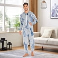 thumbnail image 2 of 1 Piece Adult Onesie Pajamas Cozy & Loose-Fit Sleepsuit Loungewear with Pockets Cute Blue Dinosaurs X-Large, 2 of 7