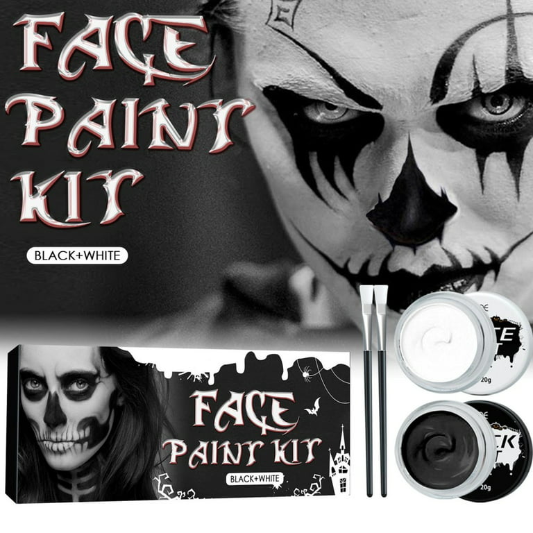 Black White Face Body Paint Waterproof Sweatproof Smooth Creams for Clown Vampire Zombie Skull Face, Men's, Size: 20g