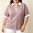 thumbnail image 5 of Hurxie Women's Old Money Half Button Golf Shirts Elegant Collared Tops with Pocket Pink,M, 5 of 8