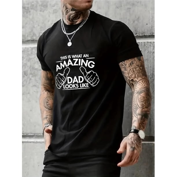 Tees For Men, Funny 'Amazing Dad' Print T Shirt, Casual Short Sleeve Tshirt For Summer Spring Fall, Tops As Gifts Tee For Adult, Men, Women, Teen, Teenager, Adolescent, Youth.