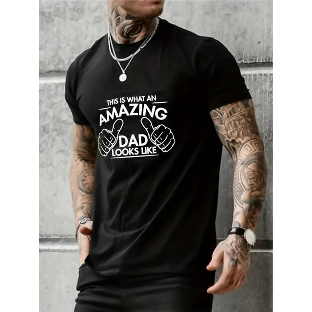 Tees For Men, Funny 'Amazing Dad' Print T Shirt, Casual Short Sleeve Tshirt For Summer Spring Fall, Tops As Gifts Tee For Adult, Men, Women, Teen, Teenager, Adolescent, Youth.
