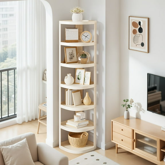 7-Tier Multi-Purpose Corner Shelf, Space-Saving Sturdy Storage Rack with No Drilling Required, Stackable Shoe Rack Suitable for Bathroom, Kitchen, Entryway, and Closet, Shelves