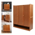 thumbnail image 6 of Free Standing 8-Tier Bamboo Shoe Rack, 3-Door Shoe Storage Cabinet with Metal Handles, Holds 30 Pairs of Shoes, Retro Style, 6 of 9