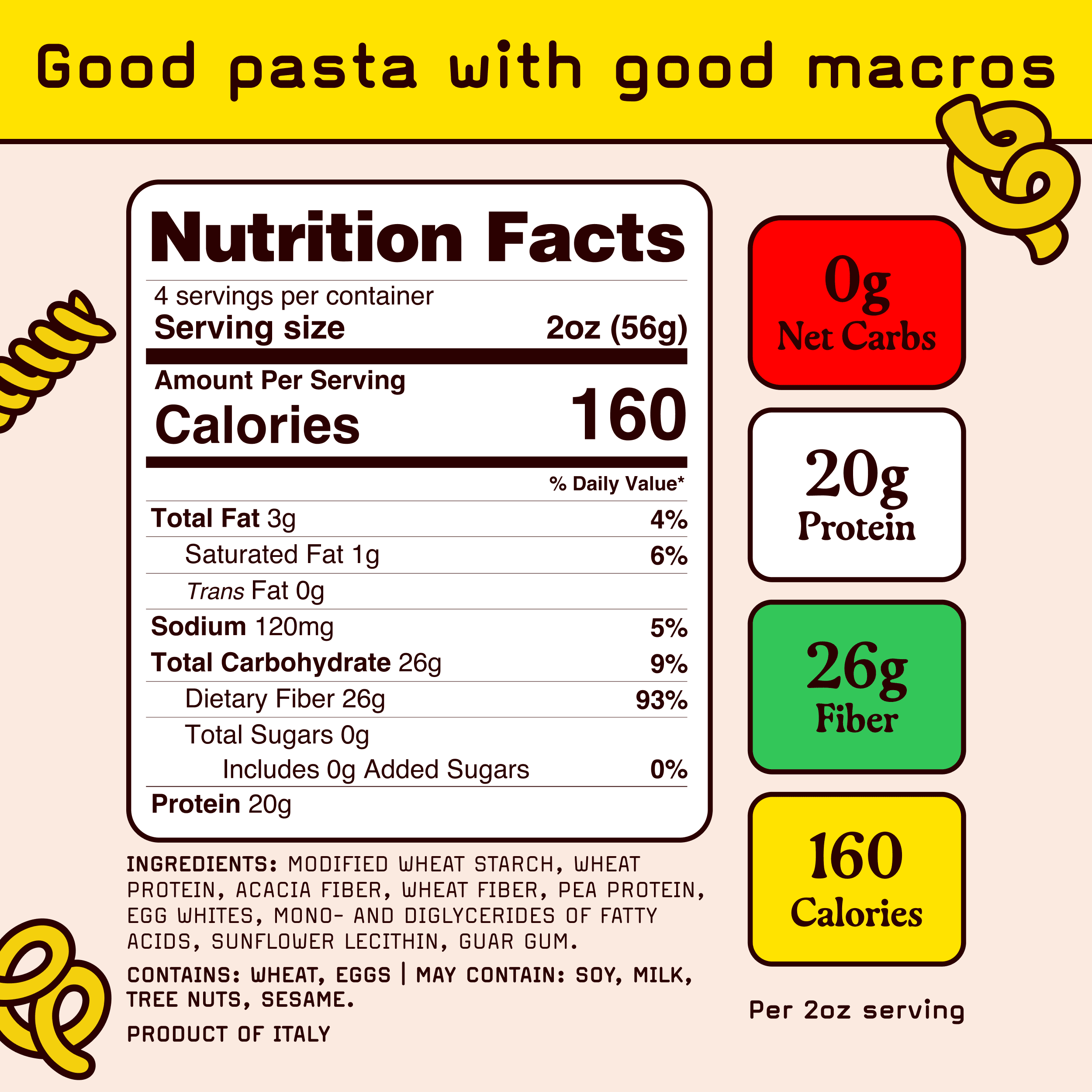 Pete's Pasta Spaghetti - No Carb, 20g High Protein - Authentic Italian Keto Wheat Pasta - 1 Pack, 8oz.