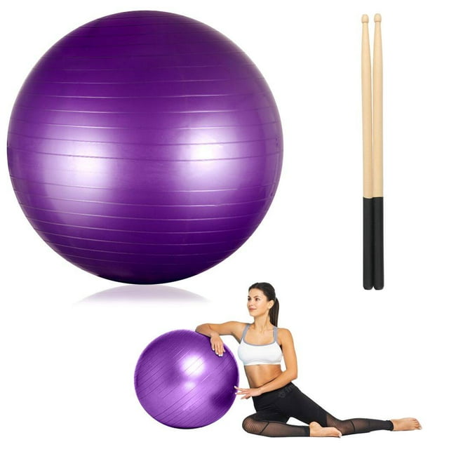 Exercise Yoga Ball 26in: Professional Pilates Ball with Cardio Drumming Sticks