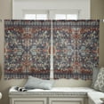 thumbnail image 4 of Sheer Curtains 54 inches Long, Vintage Boho Nostalgic Flower Buds Brown Pattern Light Filtering Sheer Window Curtains Rod Pocket Voile Drapes for Bedroom Living Room, 52"W x 54"L 2 Panels, 4 of 7