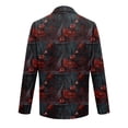 thumbnail image 5 of Domuza Mens Long Sleeve Blazer Corduroy Suit Jacket Sports Coat Casual Business Dress Floral Suit One Buttons with Pocket Red XL, 5 of 6