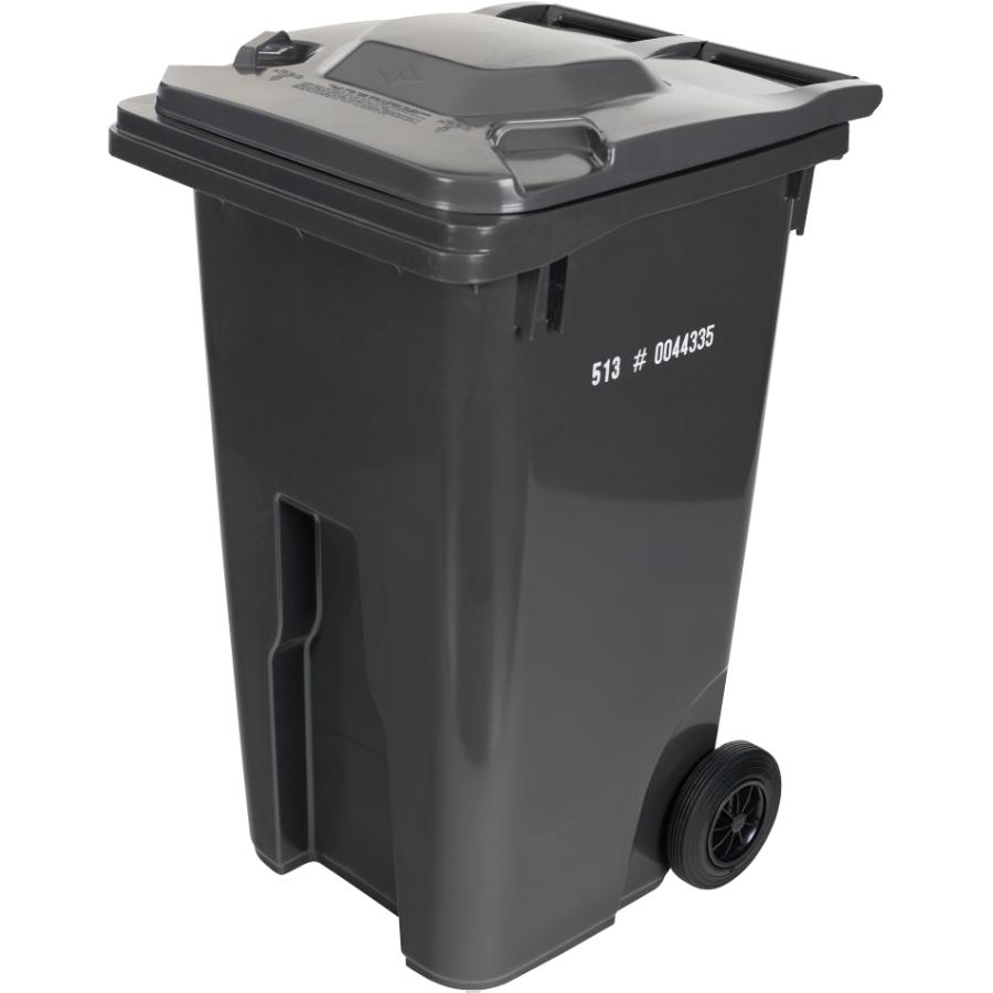 240L Charcoal European Grip Curbside Garbage Can, with 8 inch(s) Wheels
