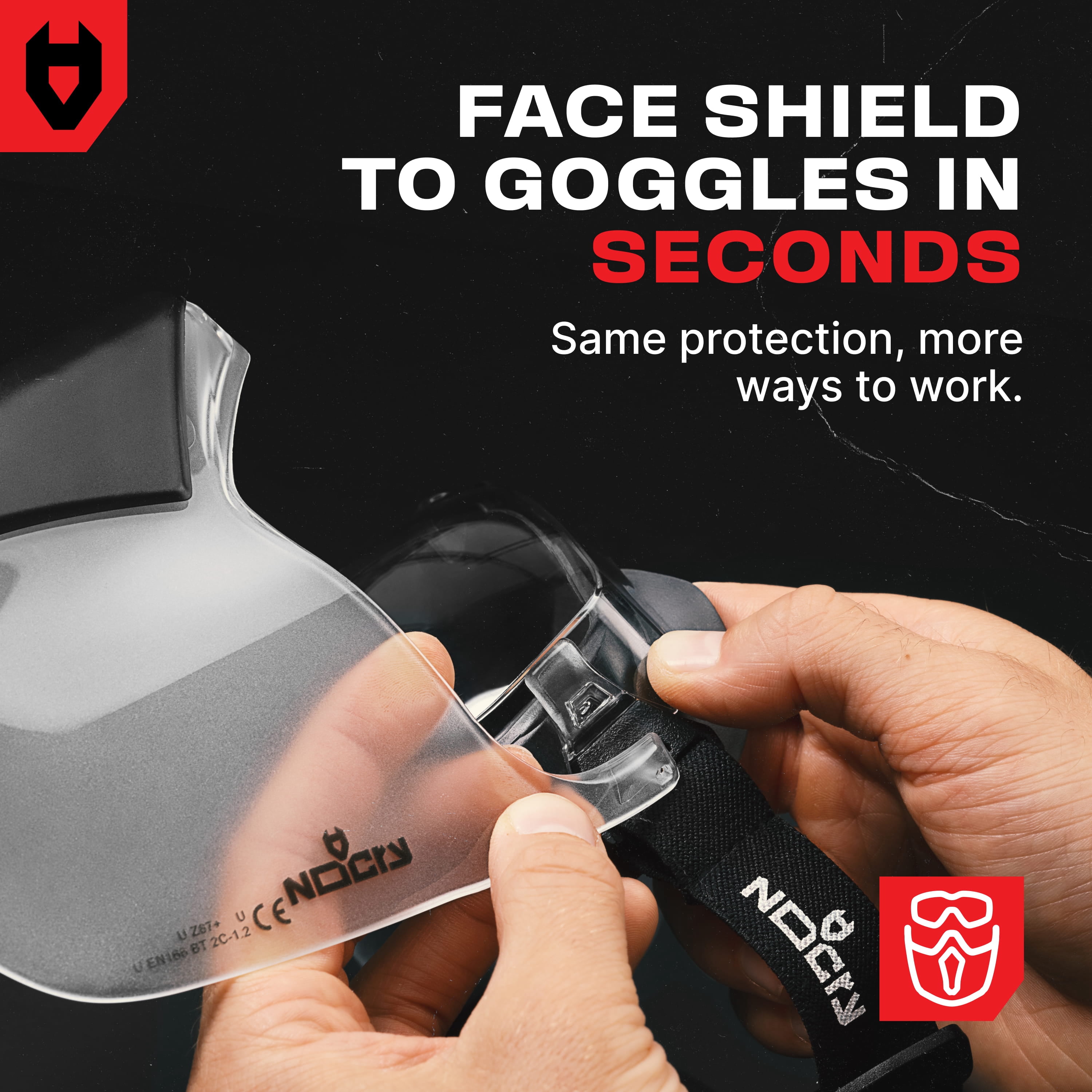NoCry Safety Face Shield Mask for Work with Premium Anti Fog and Anti Scratch Technology — Durable ANSI Z87.1 Certified Grinding Face Shield with Extreme Impact Resistance