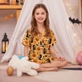 thumbnail image 5 of Aideaone Girls Satin Pajama Set Short Sleeve Button Down Silk Sleepwear 2 Piece Summer Loungewear for Child Girl 6-14Y, 5 of 8