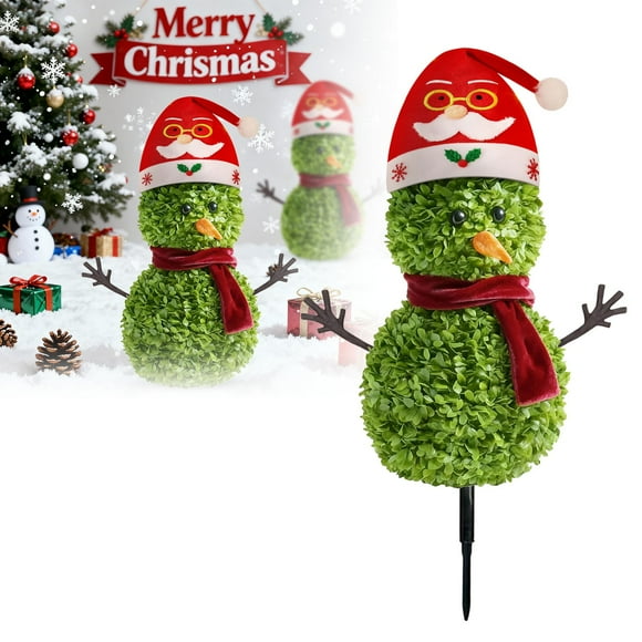 BotaniNest Holiday Snowman Stake Holiday Garden Outdoor Lighted Display Snowman Stake Snowman Insert 3D Snowman Insert Sn