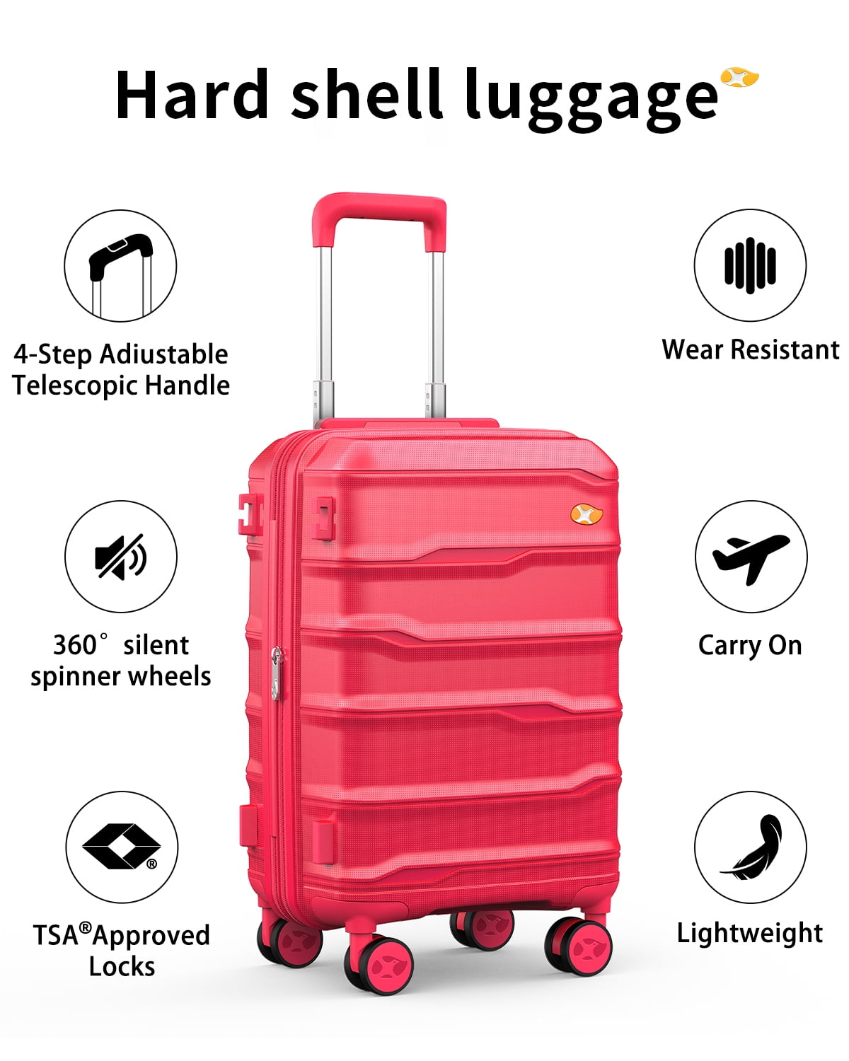 20-Inch Hard Shell Carry-On Suitcase, Black