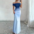 thumbnail image 2 of Laqbezok Women's Gradient Off-Shoulder Maxi Dress, French Chic Slim Fit Evening Gown, Ombre Ruched Mermaid Dress for Party Wedding, 2 of 6