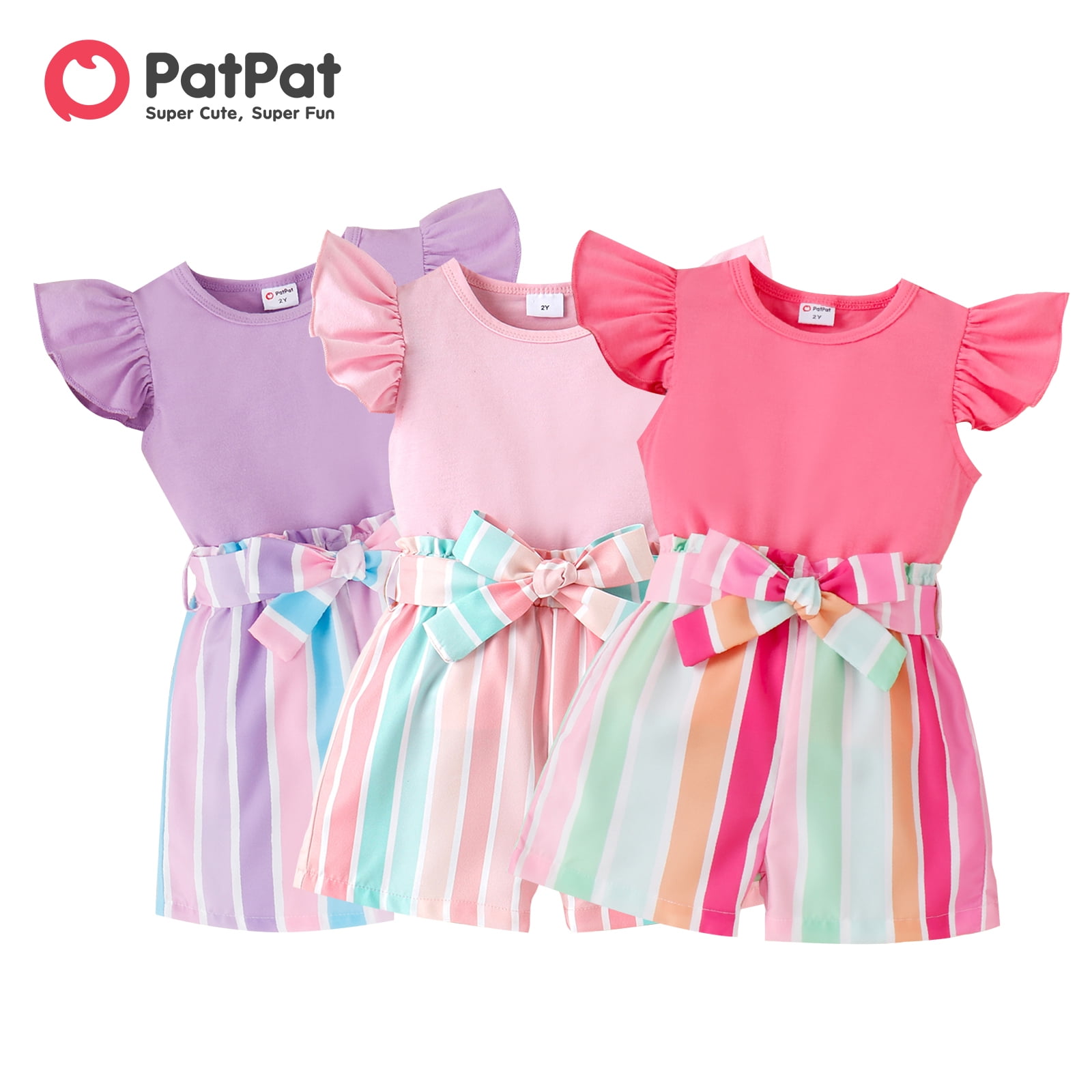 PatPat Toddler Girl Clothes Set 2pcs Toddler Girl Sweet Fluttersleeve