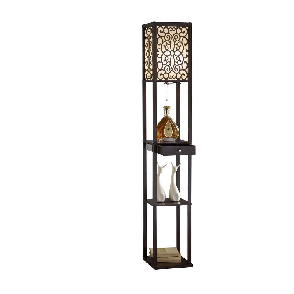 Details about   Artiva USA A808101WAL Etagere Shelf Floor lamp with Drawer 63"H Dark Walnut 