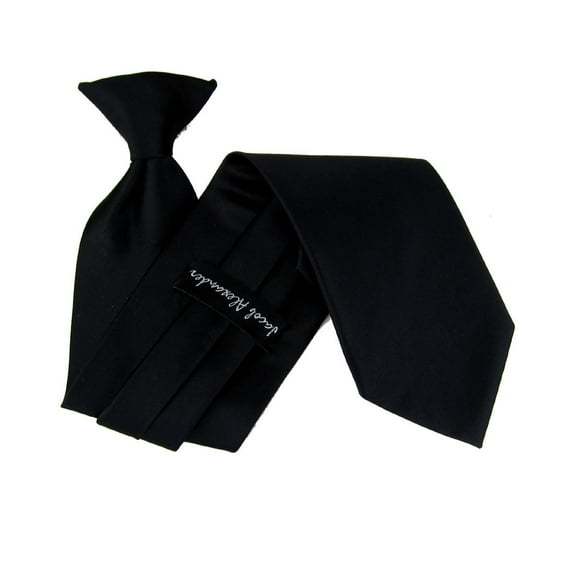 BuyYourTies - Black - Mens Solid Clip On Tie