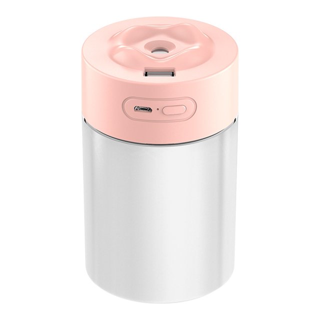 Humidificador USB de 220 ml, gran capacidad, diseño silencioso, minihumidificador portátil de escritorio con luz nocturna, color rosa