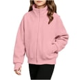 thumbnail image 5 of Zip up Sweatshirt Jackets for Girl - Fall Fleece Stand Neck Jacket with Pockets - Long Sleeve No Hood Outerwear, 5 of 7
